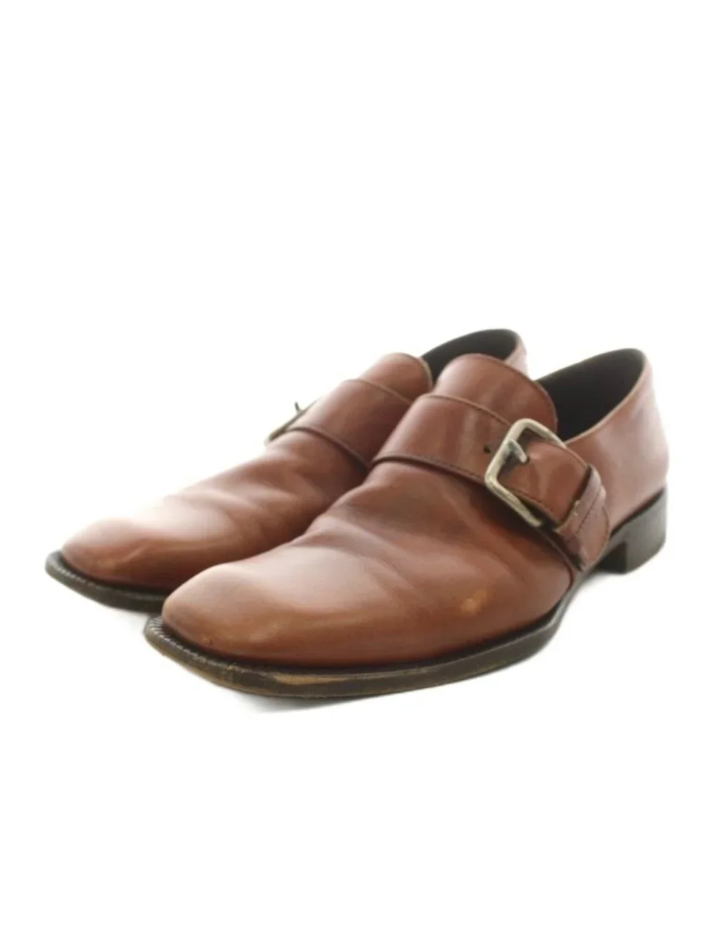 Prada Moccasin Shoes Monk Strap Leather Brown 5